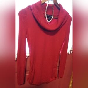 Elegant Scarlet Cowl Neck Sweater
